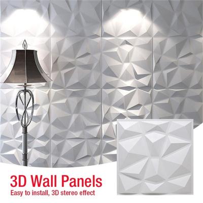 China Waterproof 500*500mm Elder Quality PVC White 3D Panels Diamond Embossed Room Decal Background Home Decor Wall Panels Bedroom Wallpaper for sale