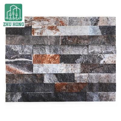 China Dark Gray Villa Tiles Factory Supply Rustic Direct Wear Resistant Natural Stone Slate Villa Exterior Building Exterior Wall Tiles for sale