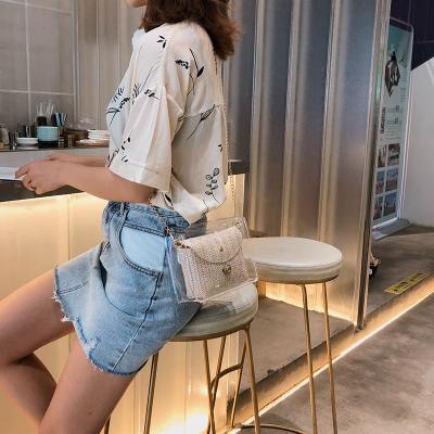 China Lady Simple Little Girl Mini Transparent Woven Crossbody Bag For Women New Design Fashion Chain Bag for sale