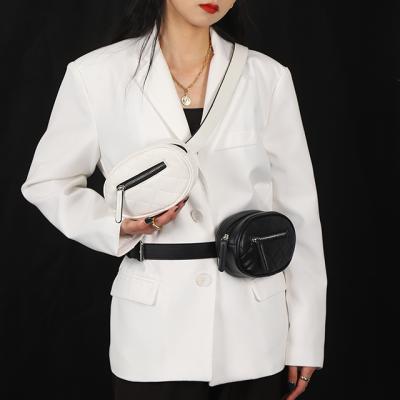 China Wholesale Newest Fashion 2020 Water Proof Black White Adjustable Women Cross - Body Bag PU Leather Waist Bag for sale