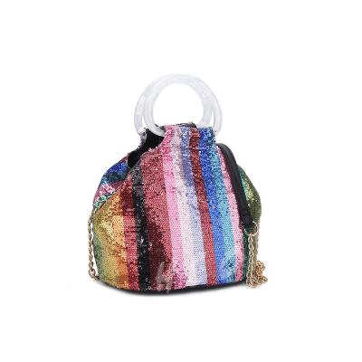 China Customized Wholesale Fashion Beautiful Women's Tote Bag Trendy Stripe Glitter Stripe Handbag Large for sale