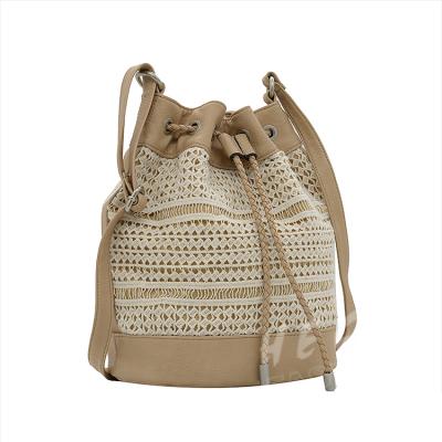 China HEC 2020 PU fashion designed women beige color teen girl color drawstring bag carrying leather backpack for sale