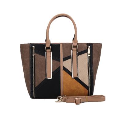 China 2020 New Lady's Multicolor Patchwork Design Geometry PVC Leather Fashion Women Handbag for sale