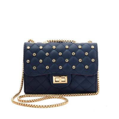 China PU/PVC Suppliers China New Style Rhinestone Chain Women Cross - Body Leather Bag Clutch Evening Clutch Bag for sale