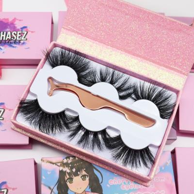 China Luxurious Fluffy Packaging Box Wholesale 3d 5d Mink Eyelashes Vendor Own Brand Long 25mm Mink Eyelash Superroots Custom Feather Lash for sale