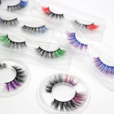 China Free Sample Wholesale Private Label Winged 3d Colored Siberian Mink Lashes Real Colorful Full Faux Mink Strips Mink Eyelashes Vendor for sale