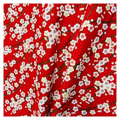 China Hot-selling new 100% cotton fabric anti-static butterfly bronzing Japanese red poplin fabric ladies skirts dress for sale