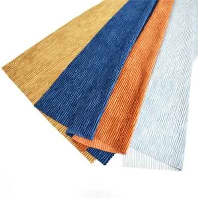 China Memory Good Price Stretch Pleated Crepe Velvet / Crushed Velvet Pleated Fabric Polyester For Women Clothing for sale