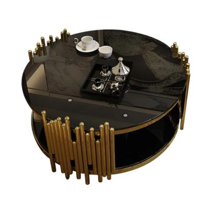 China Gold Sectional Luxury Base Modern Design Sectional Living Room Marble Top Metal Legs Cafe / Beside Table for sale