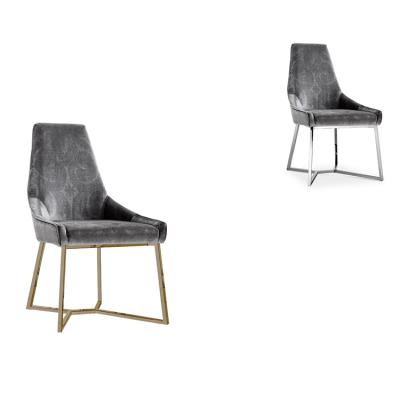 China Modern Gray Velvet Chair Velvet Dining Chairs With Gold Legs for sale