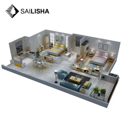 China Full Interior Design Project Homes Eco-friendly Furniture Suit Bedroom/Living/Dining Room Furniture Supply Set for sale