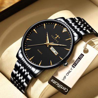 China Full Wrist Luxury Brand Mens Watches OEM Stainless Steel Wholesale Calendar Watches For Men Block Tangan TRS881 for sale