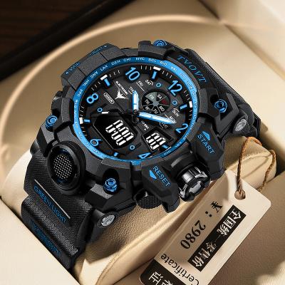 China Large Size Cheap Sports Alarm Custom Logo Watch Chronograph Analog Led Digital Dual Time Watches Men's Jam Tangan 8803 for sale