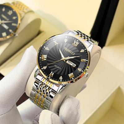 China Luxury custom made watches top brand full calendar Diamond Watch Minimalist Custom Quartz 2021 men watch men's jam T098 tangan for sale