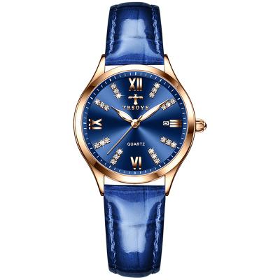 China Fashion Unique Dial Logo Band Japan MOVT Women's Leather Wrist Watch TRS958 Lady Day/Date Elegance Custom Brand Watch for sale