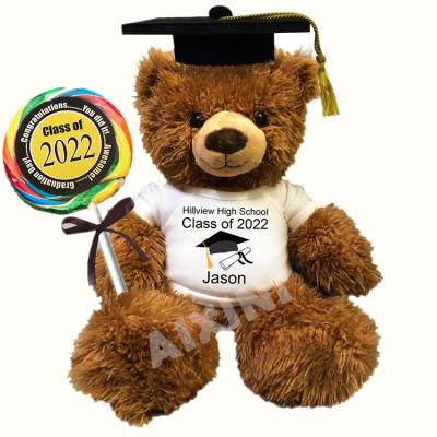 China 2022 Graduation Bear Sublimation Teddy Bear Stuffed Animal Plush Toy Customized Fabric Plush Toy Graduation Decoration for sale