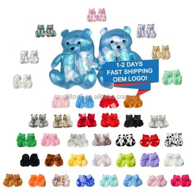 China Fashion Trend Glow In The Dark Plush Pantuflas De Zapatillas In One Fits All Girls Teddy Bear Slippers For Women for sale