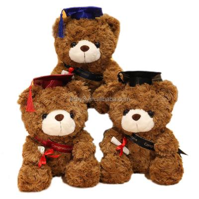 China Fasion Bear Plush Toy Stuffed Animal Graduation Bear Teddy Pillow Toys 9Inch 11inch Brown for sale