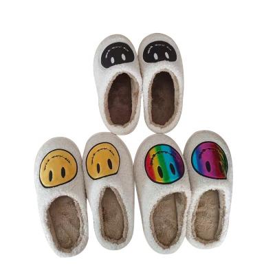 China Hot Selling Fashion Trend New Unsex Indoor Lady Soft Plush Smile Comfortable Cute Funny Anti-skid Bedroom Slipper Emtion Stuffed Slipper for sale