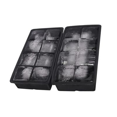 China Large Viable Ice Cube Mold 8 Cavity Square Shaped Cube Silicone Mold For Whiskey Chilling Bourbon Cocktail Drinks for sale