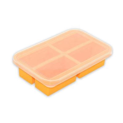 China Silicone Soup Meal Ice Cube Mold Viable Freezing Extra Large 1 Cup Freezer Food Trays Storage Container for sale