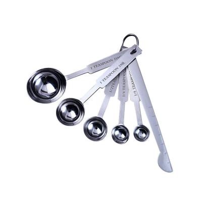 China Sustainable Stackable Double Sided Magnetic Scoop Set Stainless Steel Kitchen Tool Teaspoon Set for sale