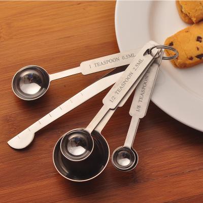 China 6 Set Stainless Steel Viable Measuring Cups And Ruler Scrape Kitchen Tool Teaspoon Measuring Set for sale