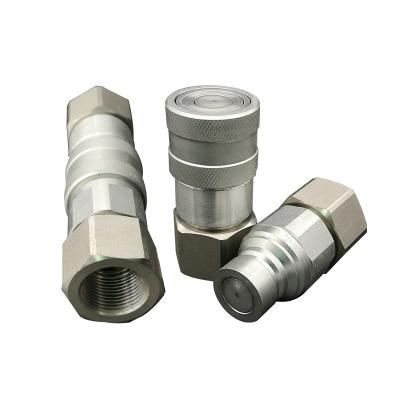 China Hydraulic female flat face carbon steel/45#steel/stainless steel and male assembly Iso16028 coupler nipple couplings with dust guard for sale