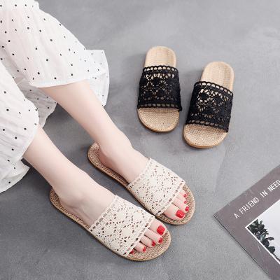 China 2021 fashion trend good quality beach fashion women outdoor bedroom slippers lace up canvas slippers for sale