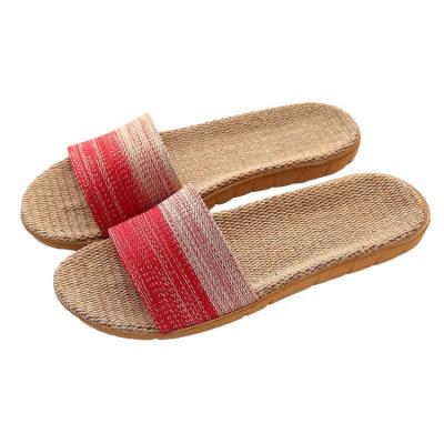 China 2021 Breathable A Word Flip Flop EVA Cotton Men's Linen Cloth Sweat-absorbent Indoor Canvas Slippers for sale