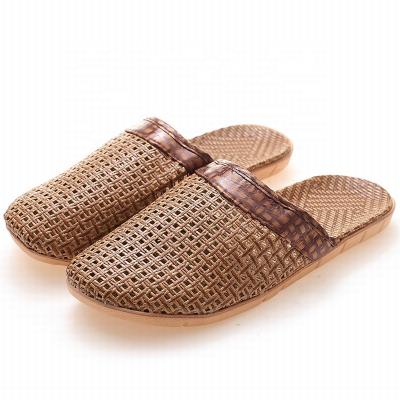 China Size 44/45 Size 44/45 Indoor Famous Design Style Canvas Indoor Famous Design Bowknot Carpet Rattan Eva Slippers For Men for sale