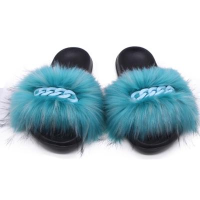 China Fashion Trend High Quality Lightweight Outdoor Women Fashion Fluffy Fur Slippers Faux Fur Slides for sale