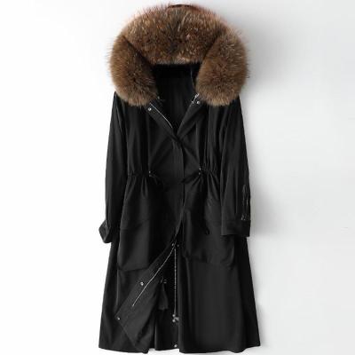 China Breathable Fashion Drawstring Length Coat Rabbit Fur Parka Women Long Fur Parka for sale