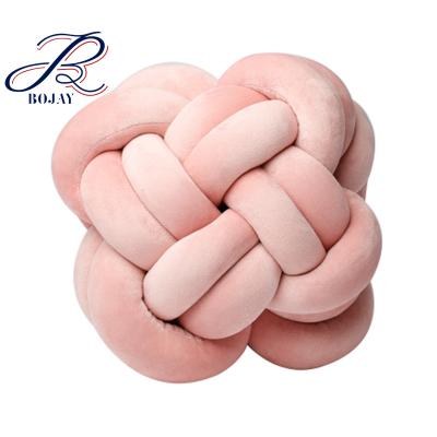 China INS Hot Sale Anti-Decubitus Ball Flower Chunky Knit Velvet Giant Luxurious Knot Pillow in Cushion Baby Ball Cavity Soft Fiber Filled Two Tubes for sale