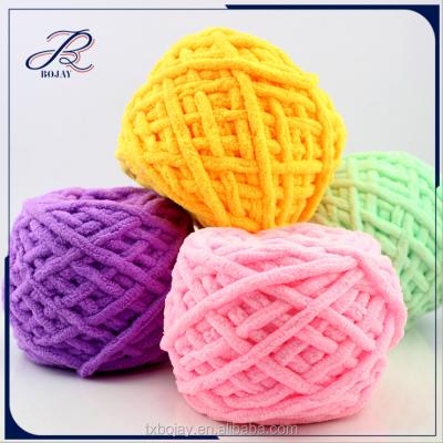 China Chunky Knit Yarn Polyester Velvet 100% Anti-pilling 0.7cm Polyester Super Chenille Yarn Solid Color and Multicolor for sale