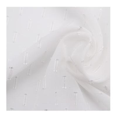 China Eco - Friendly White Jacquard Stripes Anti - Static Chiffon Fabric for sale