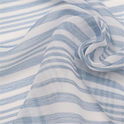 China Polyester Anti-Static Cation Stripe Pleat Sheer Chiffon Fabric For Blouse for sale