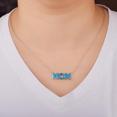 China Vintage Christmas Gift Clavicle Chain Blue Mother Mom Aobao Pendant Necklace for sale