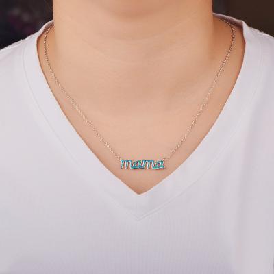 China Vintage Mother's Gift Series Blue Clavicle Chain Mom Give Mother Aobao Pendant Necklace for sale