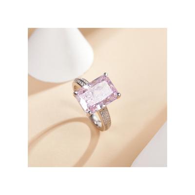 China Quality Romantic Guaranteed Unique Pink Iced Out Zircon 925 Sterling Silver Rings for sale