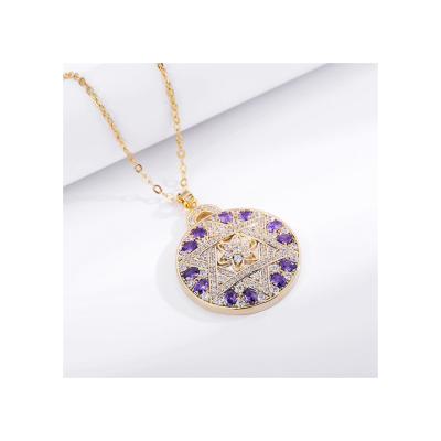 China Restoring Ancient Ways Sell Well New Fashion 18k Gold Circle Zircon Type Pendant Necklace For Women for sale