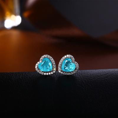 China High Quality Romantic Blue Stone Stud Earrings Women Earrings 925 Silver Stud Earrings For Party for sale