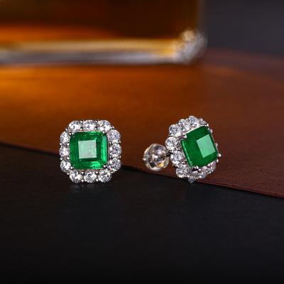 China 2021 New Styles Hot Selling Good Quality Romantic Silver Earrings With Synthetic Emerald Earrings For Women for sale