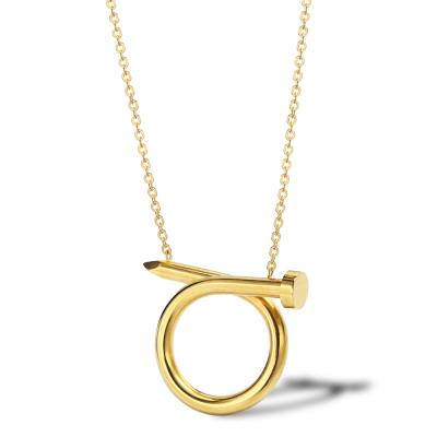 China FASHIONABLE Creative Personality Stainless Steel Jewelry 18K Gold Plated Round Nail Twisted Pendant Necklace for sale