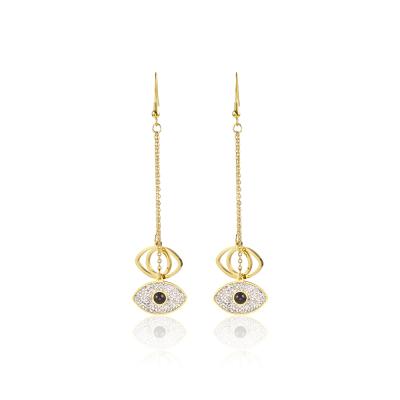 China New TRENDY Gold Plated Oval Stainless Steel Turkish Blue Evil Eye Stud Earrings For Women for sale