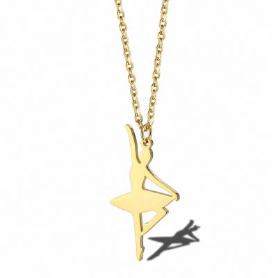 China New Fashion Ladies Jewelry Stainless Steel Ballerina Humanoid Gold Plated Simple Smooth Necklace for sale