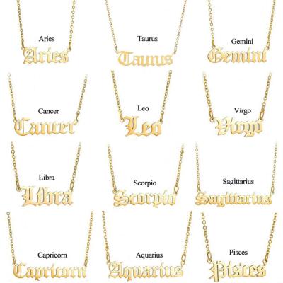 China CLASSIC Horoscope Necklace Design Women Girls Names Necklace Zodiac Sign Necklace Stainless Steel Jewelry for sale