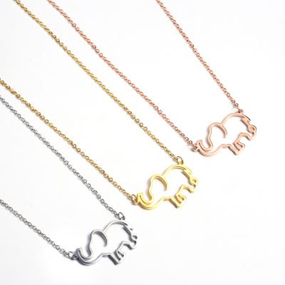 China Simple Halskette TRENDY Gold Hollow Out Stainless Steel Good Luck Elephant Necklace for sale