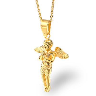 China FASHIONABLE Women Jewelry Angel Wings Necklace Small For Men Women Angle Baby Letter Cruz Series Stainless Steel Jewelry Religious Necklace for sale