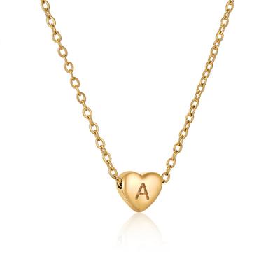 China TRENDY ladies fashion gold plated heart alphabet initial necklace for women letter necklace jewelry for sale